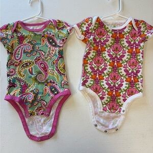 Vera Bradley Pink and Green Paisley Floral Bodysuits